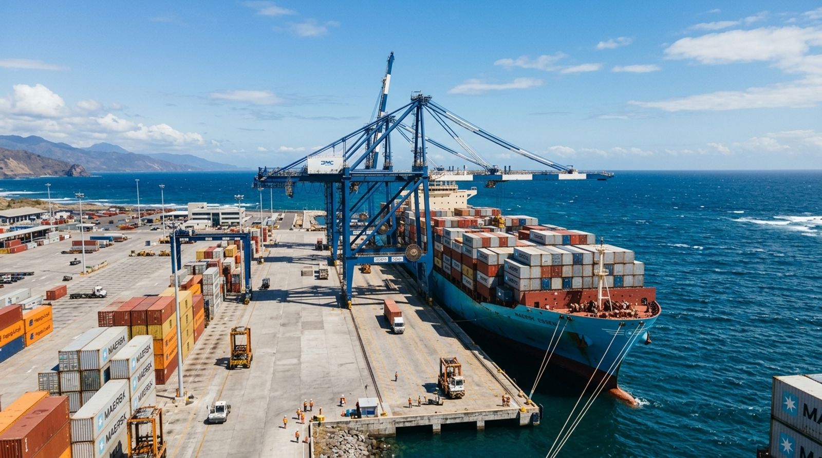 Puerto Quetzal commercial container terminal on the Pacific Ocean